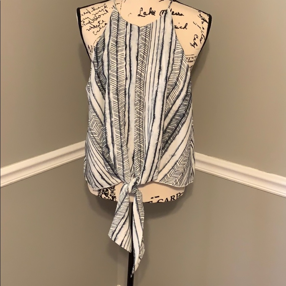 White and blue stripped tank